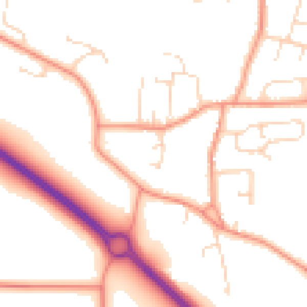 Daytime road noise heatmap for LE8 9DW