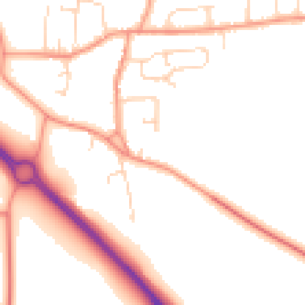 Daytime road noise heatmap for LE8 9FB