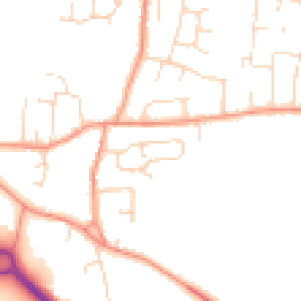Daytime road noise heatmap for LE8 9FY