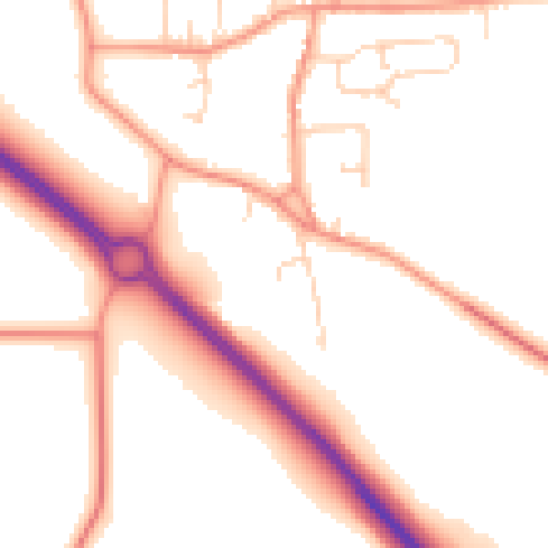 Daytime road noise heatmap for LE8 9HA