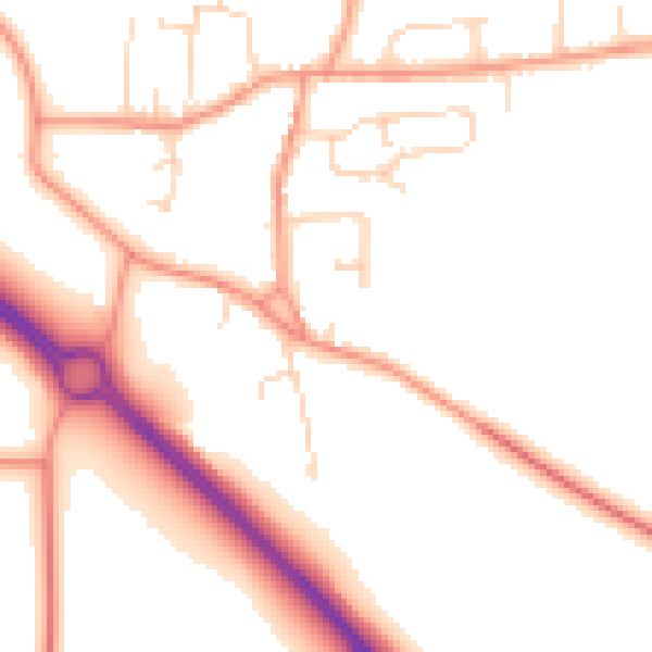 Daytime road noise heatmap for LE8 9HE