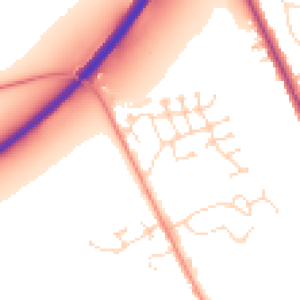 Daytime road noise heatmap for LN1 1AU