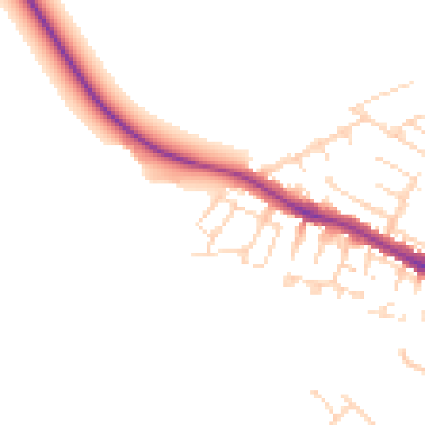 Daytime road noise heatmap for LN1 1AX