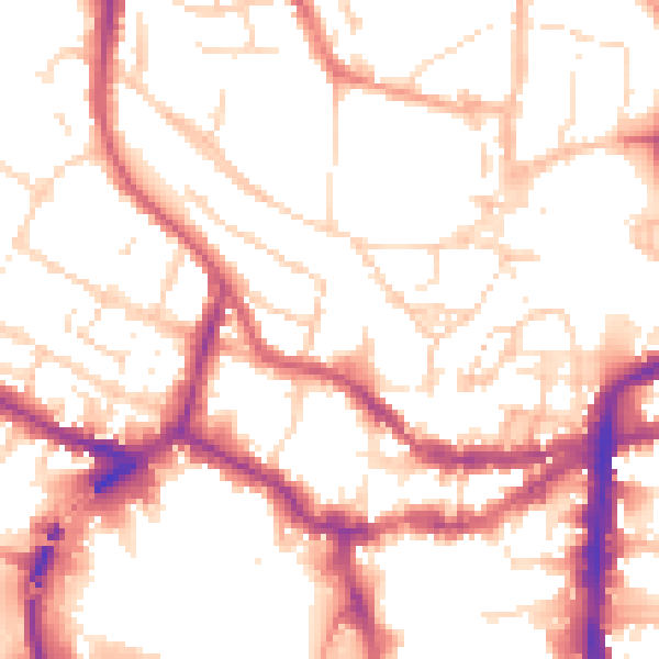 Daytime road noise heatmap for LN1 1BP