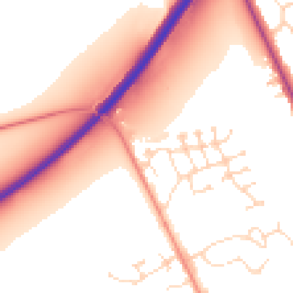 Daytime road noise heatmap for LN1 1EP