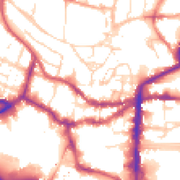 Daytime road noise heatmap for LN1 1ES