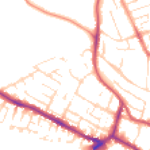 Daytime road noise heatmap for LN1 1LH