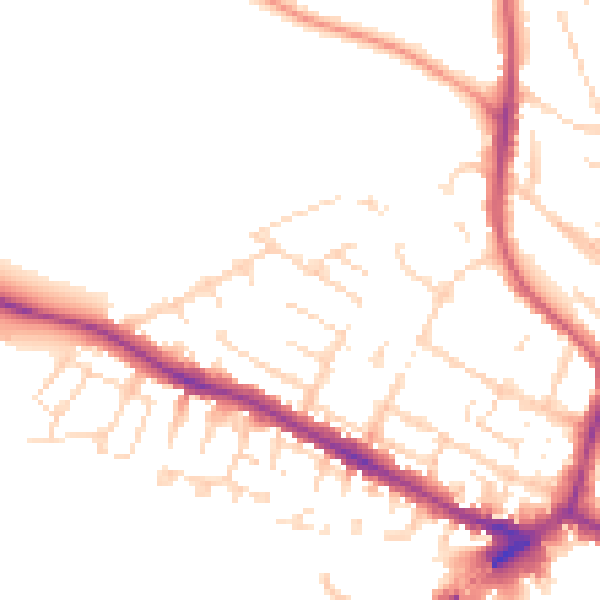 Daytime road noise heatmap for LN1 1NH