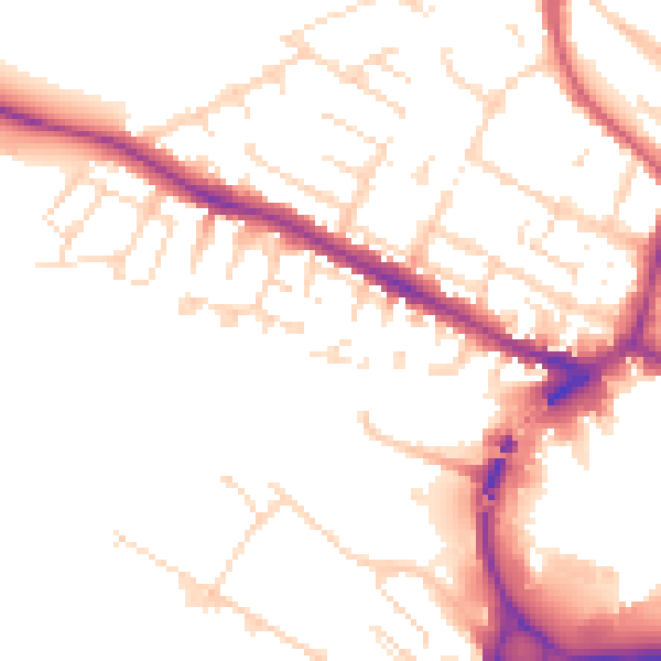 Daytime road noise heatmap for LN1 1TL