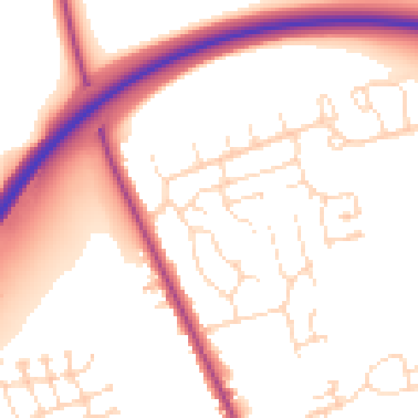 Daytime road noise heatmap for LN1 3TR