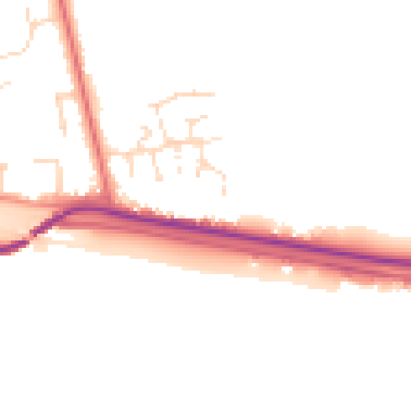 Daytime road noise heatmap for LN1 4AQ