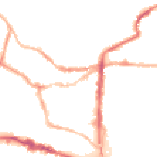 Night-time road noise heatmap for LN2 1EH