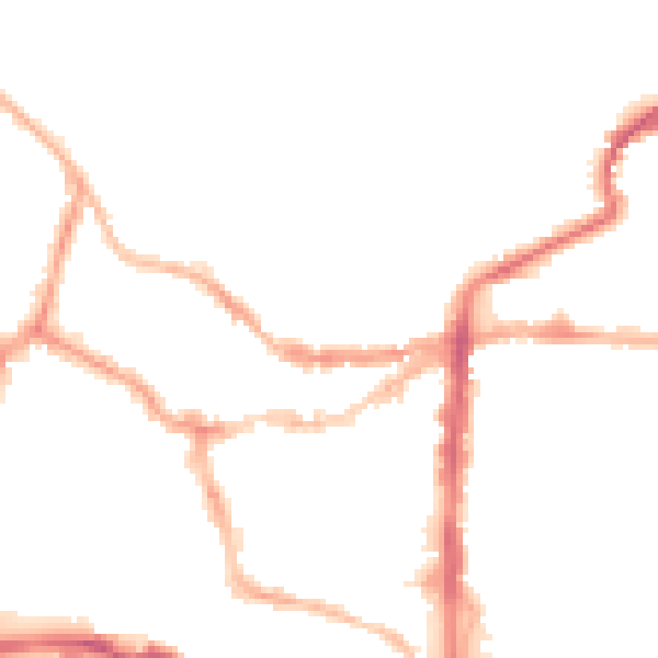 Night-time road noise heatmap for LN2 1JG