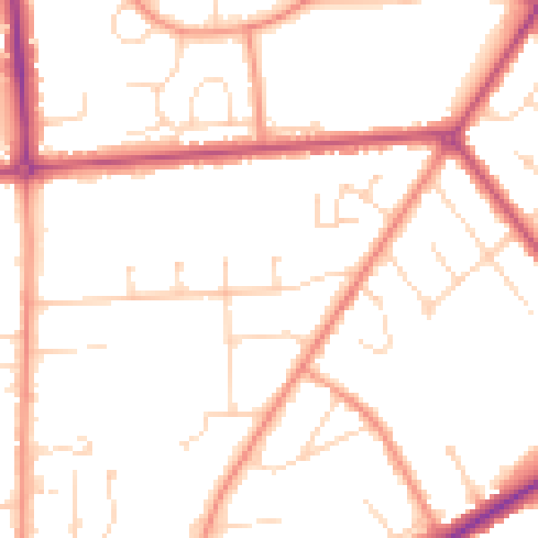 Daytime road noise heatmap for LN2 1SJ