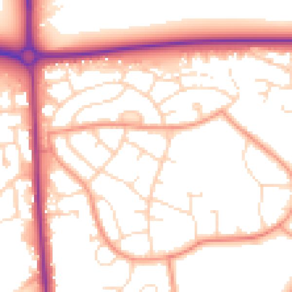 Daytime road noise heatmap for LN2 2DH