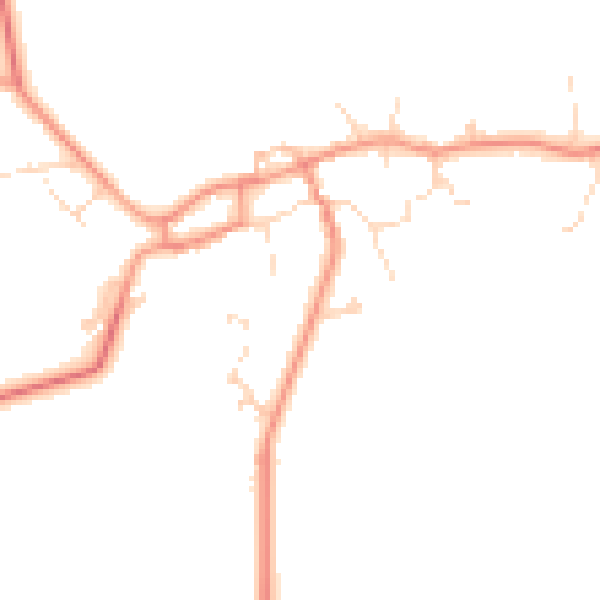 Daytime road noise heatmap for LN2 2UZ