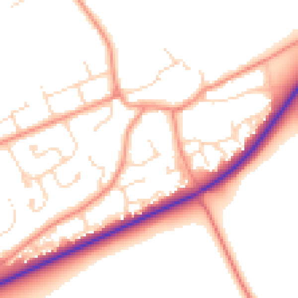 Daytime road noise heatmap for LN2 3QX