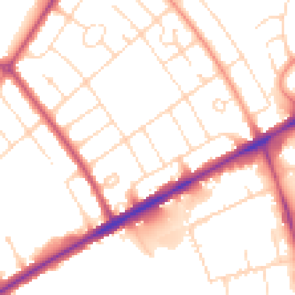 Daytime road noise heatmap for LN2 4LJ