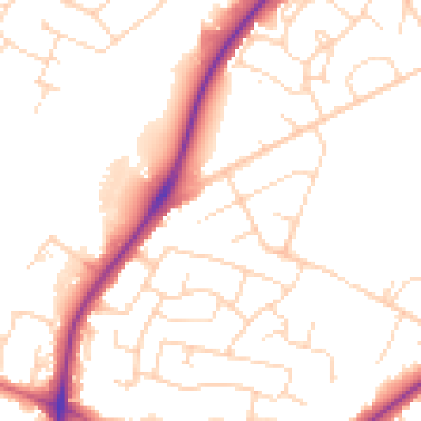Daytime road noise heatmap for LN6 7JB