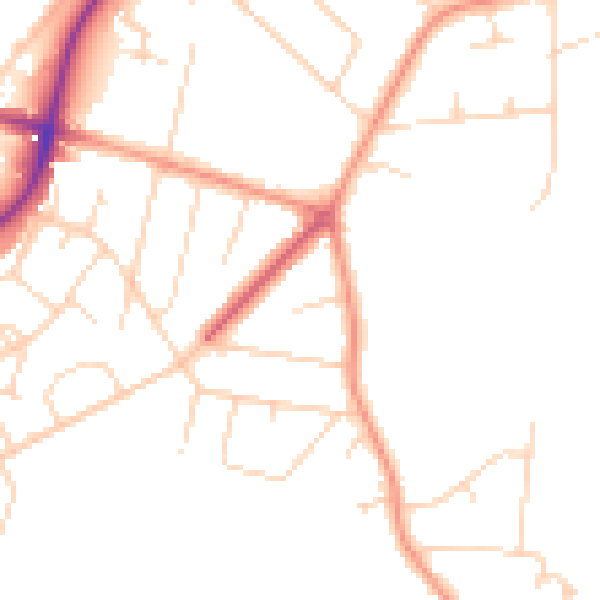 Daytime road noise heatmap for LN6 7PL