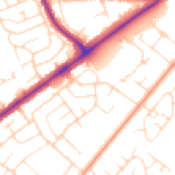 Daytime road noise heatmap for LN6 8HU