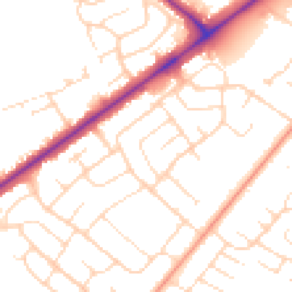 Daytime road noise heatmap for LN6 8JJ