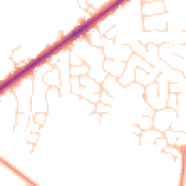 Daytime road noise heatmap for LN6 9FQ