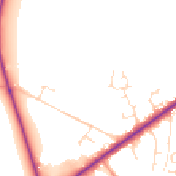 Daytime road noise heatmap for LN6 9ND