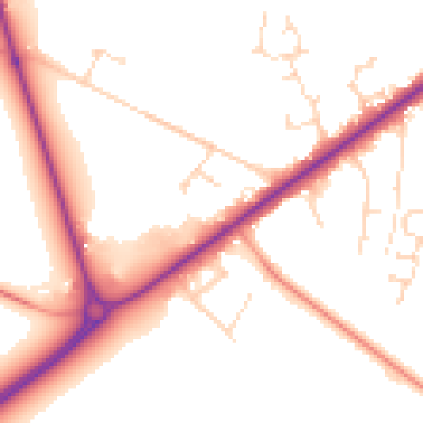 Daytime road noise heatmap for LN6 9NY