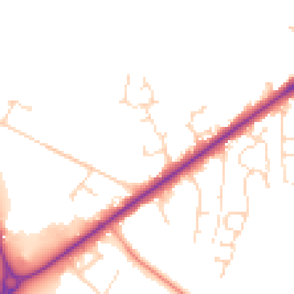 Daytime road noise heatmap for LN6 9UE