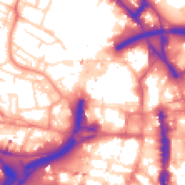 Daytime road noise heatmap for LS1 3AQ