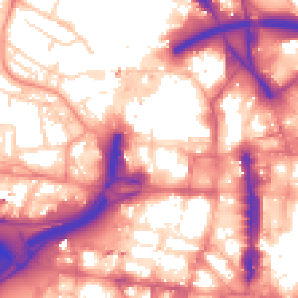 Daytime road noise heatmap for LS1 3BY