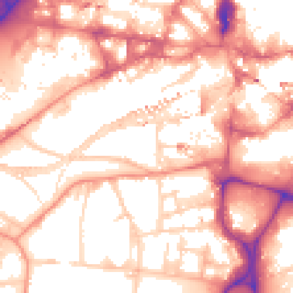 Daytime road noise heatmap for LS1 4EY