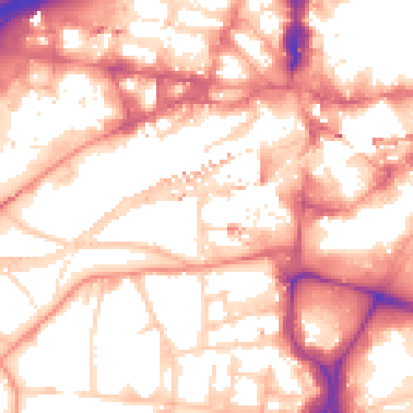 Daytime road noise heatmap for LS1 4GJ