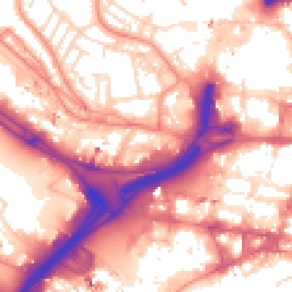 Daytime road noise heatmap for LS1 4NE