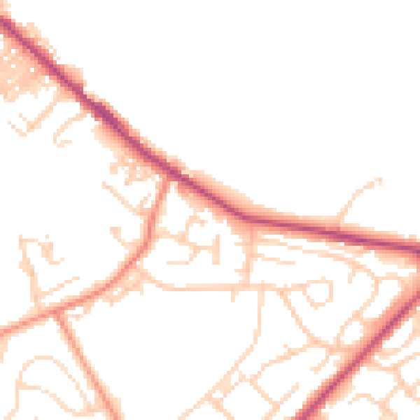 Daytime road noise heatmap for LS13 1AA