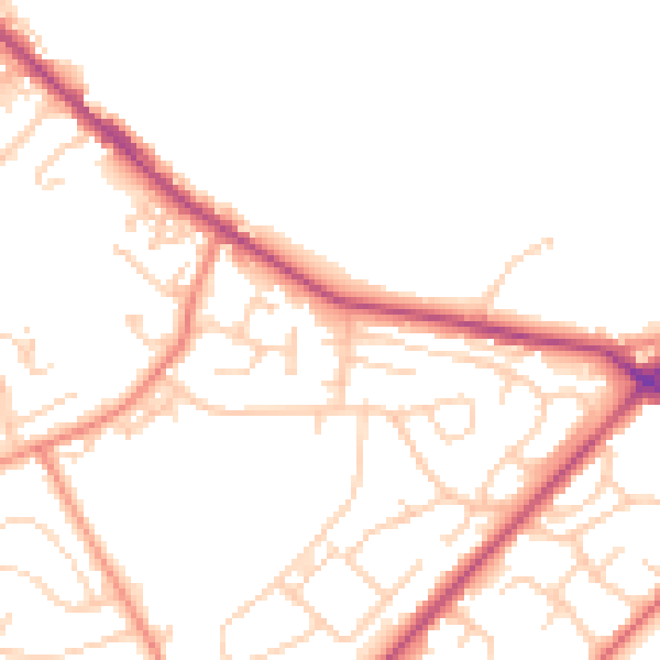 Daytime road noise heatmap for LS13 1AB