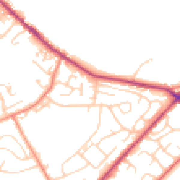 Daytime road noise heatmap for LS13 1AD