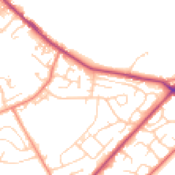 Daytime road noise heatmap for LS13 1AE