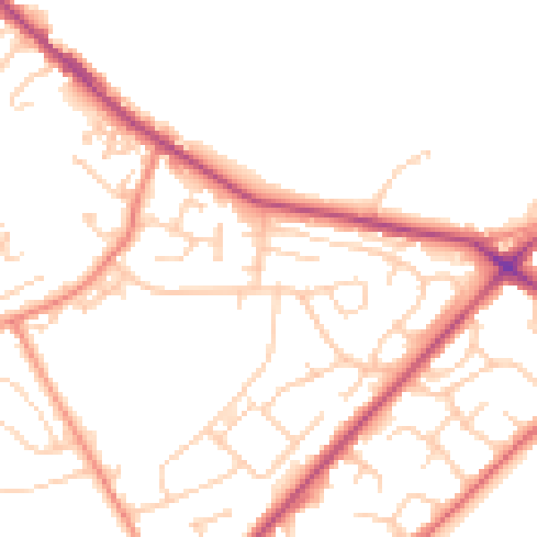 Daytime road noise heatmap for LS13 1AF