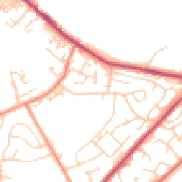Daytime road noise heatmap for LS13 1AG