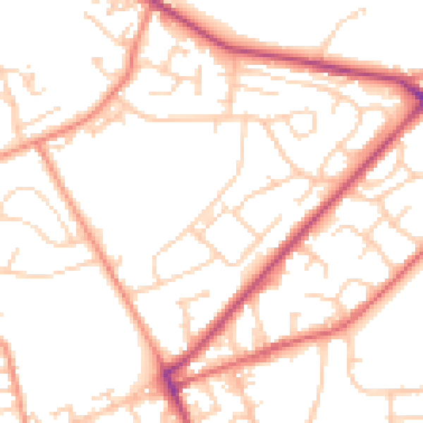 Daytime road noise heatmap for LS13 1AJ