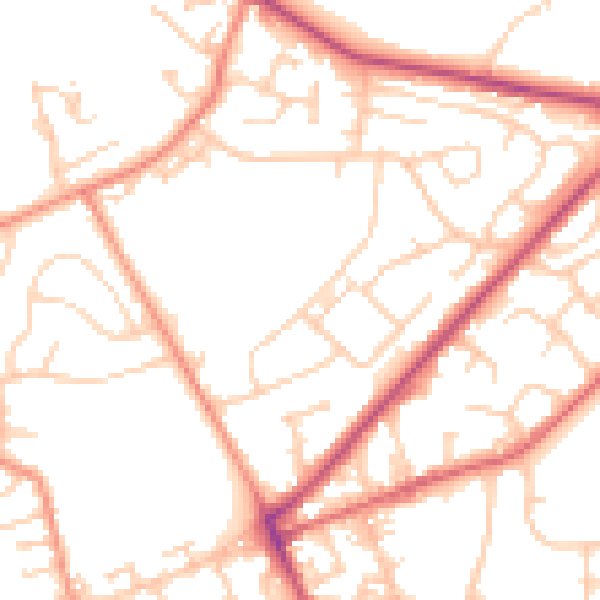 Daytime road noise heatmap for LS13 1AL