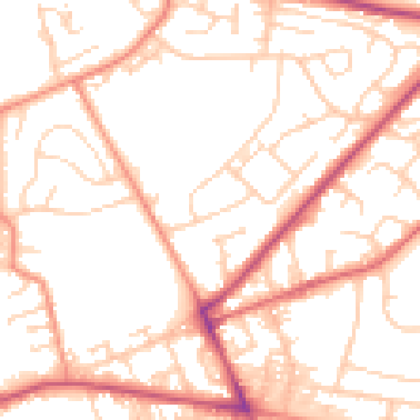 Daytime road noise heatmap for LS13 1AN