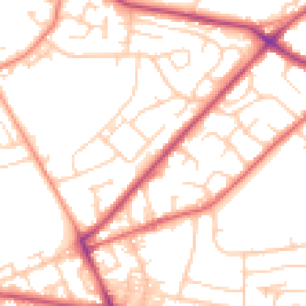 Daytime road noise heatmap for LS13 1AP