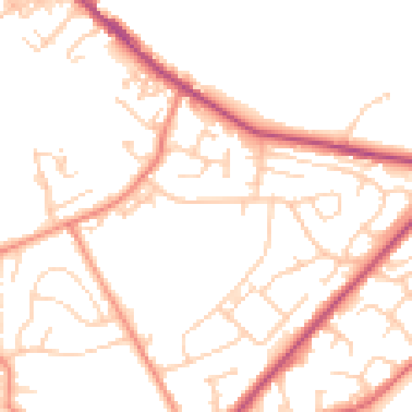 Daytime road noise heatmap for LS13 1AQ