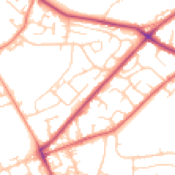 Daytime road noise heatmap for LS13 1AR