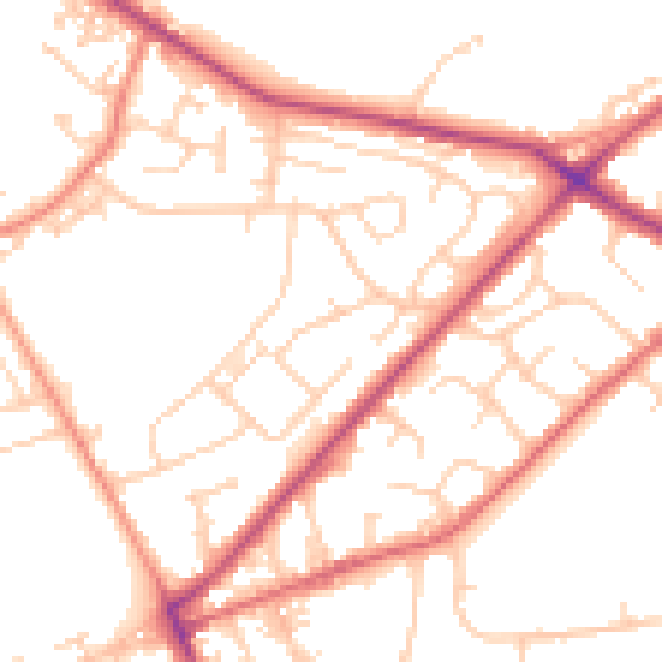 Daytime road noise heatmap for LS13 1AS