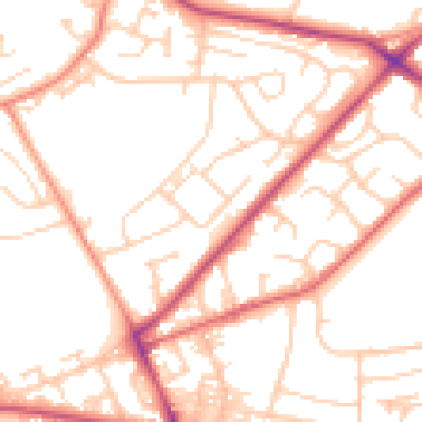 Daytime road noise heatmap for LS13 1AW