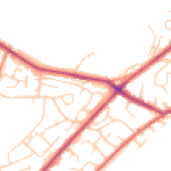 Daytime road noise heatmap for LS13 1AX